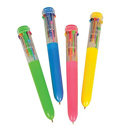 The Dreidel Company 4-Count Shuttle Pen, 10 Multi-Color Ballpoint Pens, 4 Neon Colors in Pen for office School Supplies Students Children, 6.25" (4-Pack) - style: 4-Pack