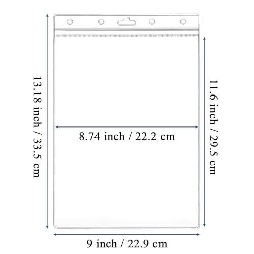 Elsjoy 10 Pack 8.5" x 11" Letter Size Job Ticket Holders, Waterproof Resealable Zip Paper Page Sheet Protectors, Heavy Duty Clear Document Sleeve, Vertical