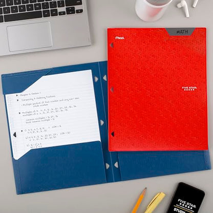 Five Star 2-Pocket Folder, Plastic Folder with Stay-Put Tabs, Fits 3-Ring Binder, Holds 8-1/2" x 11" Paper, Fire Red (333420D-ECM) - color: Fire Red