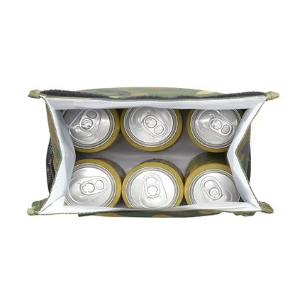 2nd Childhood Insulated Lunch Bag for Men, Durable & Reusable, Camo | Slim lunch bag with carry handle, two mesh side pockets and a back slip pocket; insulated liner keeps food cool - color: Camo