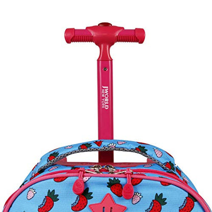 J World Duo Kids Rolling Backpack With Lunch Box Set. School Bookbag on Wheels, Strawberry - color: Strawberry