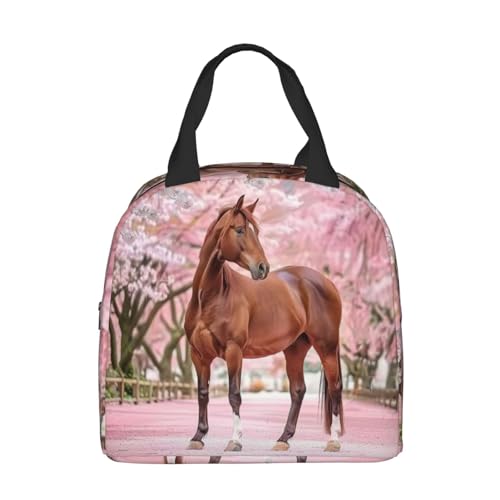 3d Horse Floral Lunch Box - Insulated Lunch Bags for Kids Boys Girls Reusable Lunch Tote Bags, Perfect for School/Camping/Hiking/Picnic/Beach/Travel - color: 3d Horse Floral
