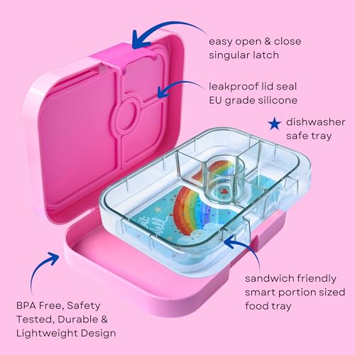 Yumbox Panino Leakproof Bento Lunch Box, Power Pink Rainbow | Sanwich Friendly Tray - color: Power Pink