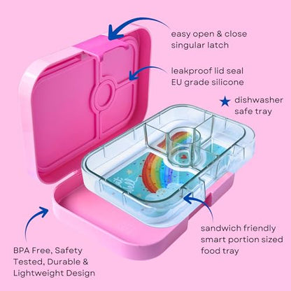 Yumbox Panino Leakproof Bento Lunch Box, Power Pink Rainbow | Sanwich Friendly Tray - color: Power Pink