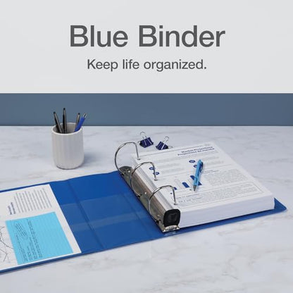 Oxford 3 Ring Binders, Durable Binders for School and Office, 4 Inch, ONE-Touch Easy Open D Rings, View Binder Covers, 4 Interior Pockets, PVC-Free, Holds 880 Sheets, Blue, 2 Pack (79922) - color: Blue