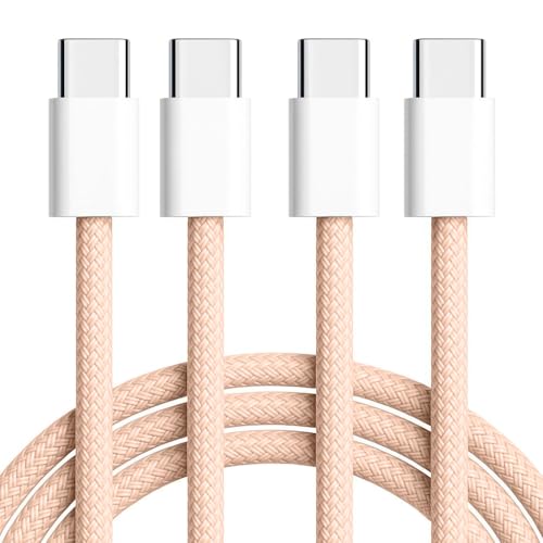 【2-Pack 3.3FT】 USB C to USB C Braided Fast Charging Cable, 60W PD Type-C Power Cord for iPhone 17/16/15 Pro Max, MacBook Air, iPad Pro, Samsung Galaxy, Pixel, Android Auto, CarPlay, Pink - style: Type C 3.3FT (Pink)