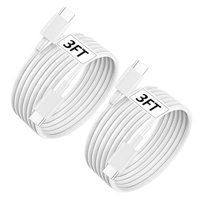 240W USB C Cable, USB C to USB C, C to C Cable Fast Charging for MacBook Pro/MacBook Air, iPad Pro/iPad Air, iPhone 16 Pro Max/ 16 15 Pro/Plus,Samsung,Compatible 140W/100W /65W/45W/35W/20W (2Pack,3ft) - color: White, size: 3.3FT