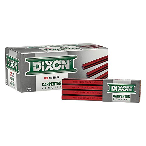 DIXON Industrial Carpenter Pencils, Hard Graphite Core, Red/Black, 7", 12-Pack (19973) - style: Hard
