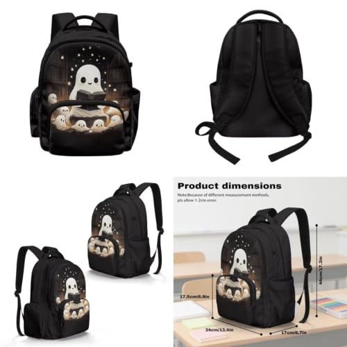 Cute Ghost Backpack for Girls Boys Backpack with Lunch Box Water Bottle Carrier Kawaii Pencil Case 4 in 1 Bookbag with Compartments 17 inch 1st 2nd 3rd School Bag for Kids Back to School - color: Cute Ghost