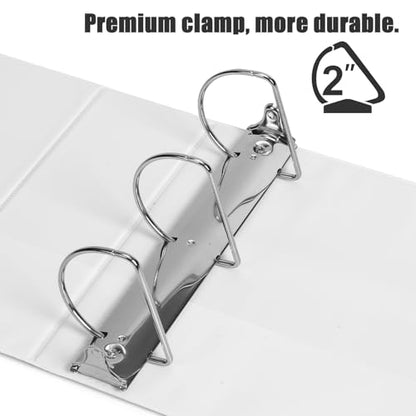 COMIX Heavy Duty Slant-D Ring View Binder, 2 inch 3 Ring Binders, Hold 500 Sheets of 8.5" x 11" Paper, 8 Pack (White) - color: White, size: 2 inch, style: 8 Pack