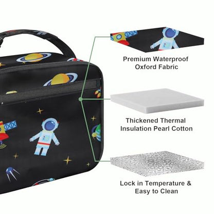 Kids Lunch Box for Boys Girls Lunch Bag Insulated Durable Lunchbox Children Lunch Tote Bag for School Astronaut - color: Astronaut