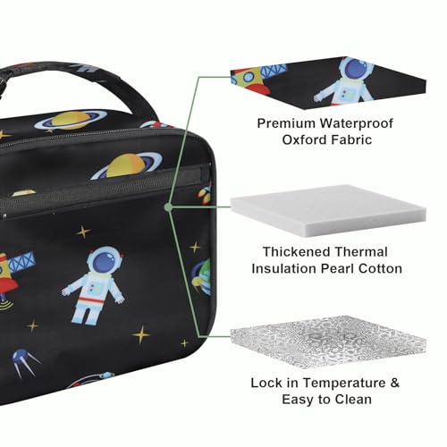 Kids Lunch Box for Boys Girls Lunch Bag Insulated Durable Lunchbox Children Lunch Tote Bag for School Astronaut - color: Astronaut