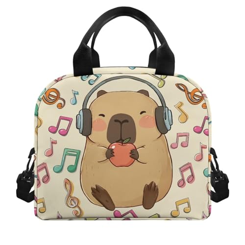 Capybara Simple Modern Lunch Box for Girls 4-6 Note Card Preschool Lunch Box Boys 6-8 One Piece Meal Bag for Kids 8-10 Kindergarten Toddler Children Elementary School Adjustable Strap - color: Note Card Capybara