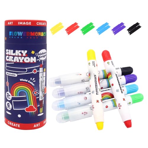 Lebze Jumbo Crayons for Toddlers, 6 Colors Washable Crayons, Easy to Hold Silky Large Crayon for Babies and Children, Safe Non Toxic - color: 6 Colors