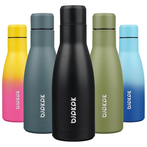 BJPKPK 12oz Water Bottles Stainless Steel Double Wall Vacuum Insulated Small Water Bottles for Travel,Midnight Black - color: Midnight Black, size: 12 Ounces