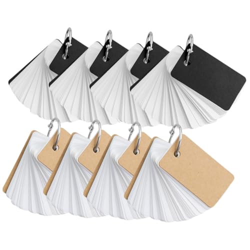 8pcs Blank Flash Cards Binder Rings Loose-Leaf Study Cards for DIY Projects and Creative Learning