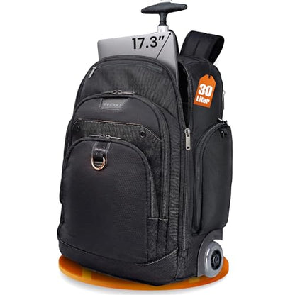 EVERKI Atlas Wheeled 2 Rolling Backpack - Business 30L Travel Backpack with Grey Replaceable Wheels for Professional, RFID-Blocking, Books, Quick-Access Pocket & 13" to 17.3" Laptops - (EKP122BG-ECO) - size: Atlas Wheeled V2 - Grey - 30L