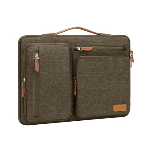 MOSISO 360 Protective Laptop Case 17.3 inch, 17-17.3 inch Laptop Sleeve Compatible with Dell, HP, Lenovo, Asus, Acer, Alienware, Side Open Carrying Case with 4 Zipper Pockets&Handle, Carob Brown - color: Carob Brown, size: 17.3 inch