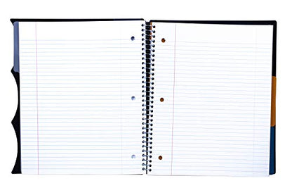 Mintra Office Durable PREMIUM Spiral Notebook, ((Black, 3 Subject, 8.5in x 11in)), Fabric Covered Coils, No Snags, Removable Adjustable Pocket Dividers, Ruler, Organization, Customizable - color: Black, size: 3 Subject (8.5in x 11in)