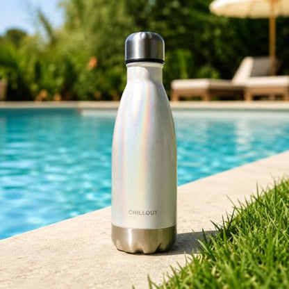 CHILLOUT LIFE 12oz Kids Insulated Stainless Steel Water Bottle, Leak Proof | Small Metal Water Bottle, Keeps Drinks Cold 24H & Hot 12H, Leak-Proof Screw Lid, Perfect for School, Travel & Sports - color: Holographic Sparkle
