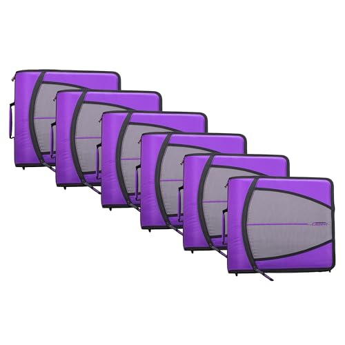 Case-it Mighty Zip Tab School Zipper Binder | 3-Inch O-Rings, 600-Sheet Capacity, 5-Subject Expanding File Folder, Multiple Pockets & Storage Organizer, Shoulder Strap | D-146 Deep Purple | 6 Pack - color: I Deep Purple, size: 6 Pack