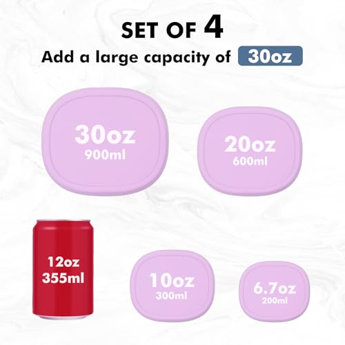 Anatole Silicone Food Storage Container Bento Box 4 Pcs (30oz 20oz 10oz 6.7oz) - color: 4 Pack - Lilac Purple