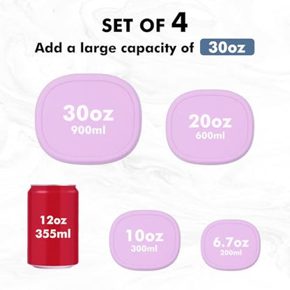 Anatole Silicone Food Storage Container Bento Box 4 Pcs (30oz 20oz 10oz 6.7oz) - color: 4 Pack - Lilac Purple