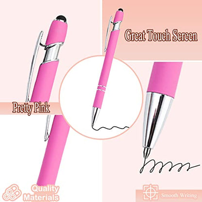 PASISIBICK 12 Pieces Pink Ballpoint Pen with Stylus Tip, 2 in 1 Stylus Stylish Pen, Premium Metal Stylus Pen for Touch Screens, Black Ink, 1.0 mm Medium Point(12 PCS Pink) - color: 12 Pcs Pink Stylus Pens