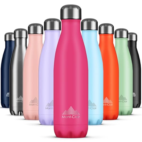 Mont-Clair Stainless Steel Water Bottle, Vacuum insulated - BPA Free, 12h Hot & 24h Cold Drinks, Metal Water Bottle 17 oz Leakproof, Ideal for Adult, Kids, Running - Berry Pink - color: Berry Pink, style: 17 Ounces