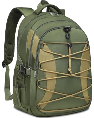 BLUEFAIRY Middle High School Backpack for Boys Girls Large Bookbag with Laptop Compartment Back to School Book Bags for Teens Teenagers Mochilas Escolares para Niños Niñas (Olive Green/Khaki, Solid) - color: Olive Green/Khaki