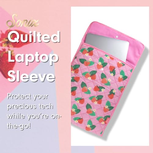 Sonix | Quilted Laptop Sleeve | 13-14 Inch, Quilted Soft Comfy Laptop Carrying Case, Computer Sleeve | Wild Strawberries (13" - 14") - color: Wild Strawberries