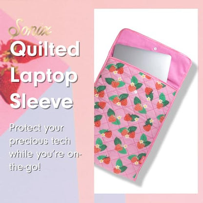 Sonix | Quilted Laptop Sleeve | 13-14 Inch, Quilted Soft Comfy Laptop Carrying Case, Computer Sleeve | Wild Strawberries (13" - 14") - color: Wild Strawberries