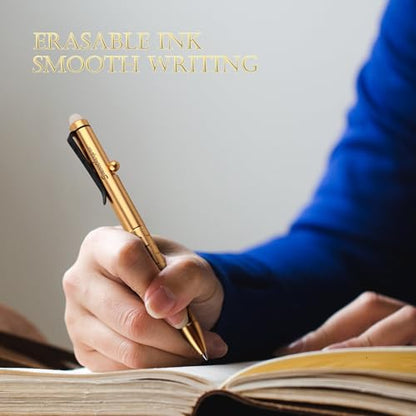 SMOOTHERPRO Aluminum Erasable Bolt Action Pen,Black | Erasable Refillable Pen for Notes, Journaling, Office Writing, Signatures, and Daily Pocket Carry. - color: Black 2.0
