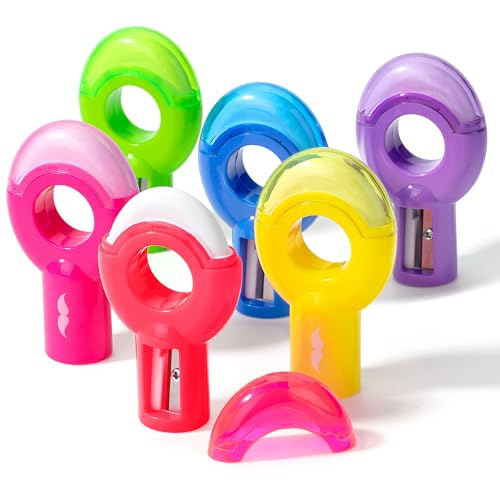Mr. Pen- Manual Pencil Sharpener & Eraser, 6 Pack, 2-in-1 Manual Sharpeners | Multicolored Sharpener with Eraser Fun Stationery Back to School Supplies, Classroom Rewards, Birthday Party Favors