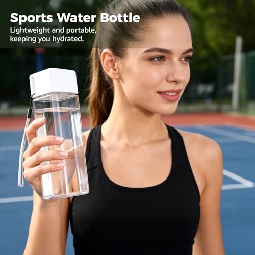 OMISTAR 30 PCS Water Bottles Bulk, 17 oz Plastic Water Bottles, Reusable Leak Proof Portable Water Bottle With Handle Strap for School Classroom Travel Camping Cycling Fitness (White) - color: White