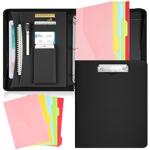 Gilprop 3 Ring Binder with Clipboard, 13.4"x11" Binder Padfolio,Black - color: Black