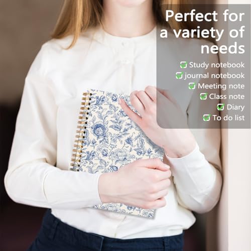 Blue Floral Chinoiserie Notebook Journal, Baby Shower Guest Book, Office School Supplies Hardcover Lined Notebooks Spiral, Baby Shower Gifts for Women Gilrs, 5.5x8.3 inch - color: White2
