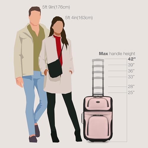 U.S. Traveler Rio Lightweight Softside Rolling Carry-on Suitcase, 2-Wheel Set, Pink - color: Pink, size: 21"/14"