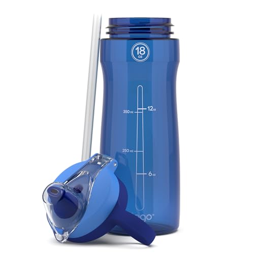 Pogo BPA-Free Tritan Plastic Water Bottle with Soft Straw Lid, 18 Oz, Blue - color: Blue