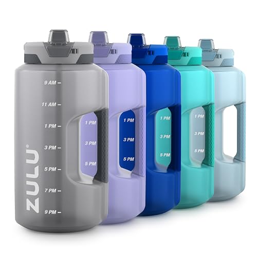 ZULU Goals 128oz Half Gallon Plastic Water Bottle with Straw and Time Marker | Large Reusable Jug with Handle and Leak Proof Lid for All Day Hydration, Gym and Outdoors, Gift Ready, Grey - color: Grey, size: 128 Ounces