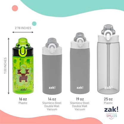 Zak Designs Minecraft Sage Kids Water Bottle For School or Travel, 16oz Durable Plastic Water Bottle With Straw, Handle, and Leak-Proof, Pop-Up Spout Cover, 2-Pack Set (Creeper) - color: Minecraft (Creeper)