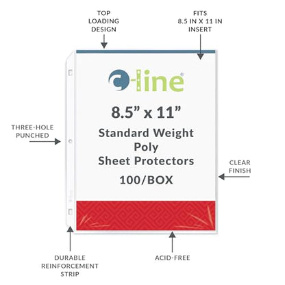 C-Line Top Loading Standard Weight Poly Sheet Protectors, Clear, 8.5 x 11 Inches, 100 per Box (62027) - color: Clear, size: Box of 100