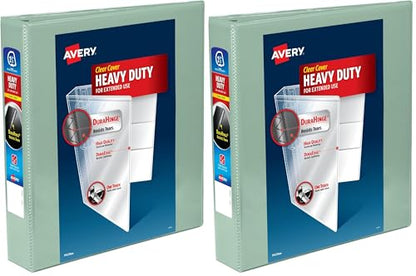 Avery Heavy-Duty View 3 Ring Binders, Customizable Cover, 1.5 Inch Slant Rings, 1 Sage Binder (79819) (Pack of 2) - size: 0 (Pack of 2)