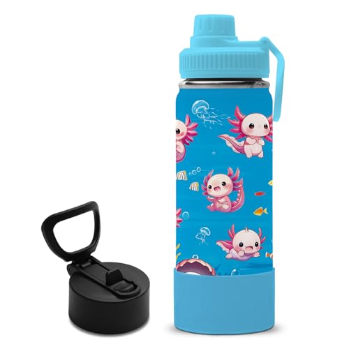 Salamander Gifts for Kids - 18oz Salamander Water Bottle with Straw Lid, Kids Stainless Steel Insulated Water Bottle, Leak Proof, BPA-Free, Animals Cup for School, Travel, Birthday Gift Cup for Teens - color: Salamander