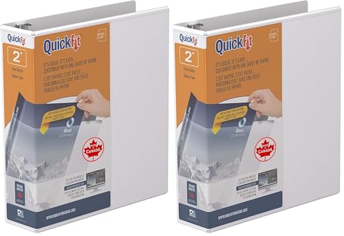 QuickFit Clear-View Binder, 3-Ring Binder, Round Ring, 2 Inch, White (Pack of 2) - size: 1 Count (Pack of 2)