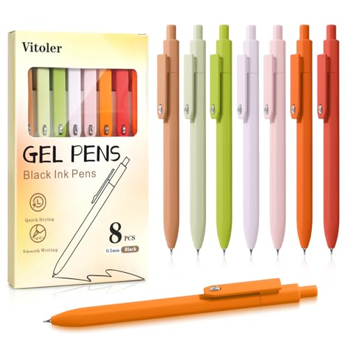 Piochoo Gel Pens, 8 Pcs 0.5mm Black Ink Pens Fine Point Smooth Writing Pens, High-End Series Pens for Journaling Note Taking, Cute Office School Supplies Gifts for Women Men - color: Pink Colors