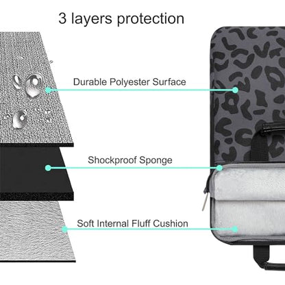 MOSISO 12.9 inch Tablet Sleeve Bag for iPad Pro 13 M4&iPad Air 13 M3 M2,iPad Pro 12.9 M2 M1 6/5th,Surface Laptop Go 12.4,Galaxy Tab S8+/S9+ 12.4, Leopard Grain Tablet Shoulder Bag with 3 Pockets,Black - color: Black
