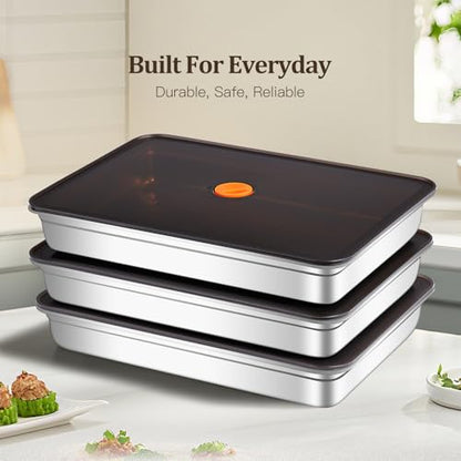 Stainless Steel Food Storage Containers with Airtight Lids, 3 Pack Leakproof Meal Prep Containers, Reusable Bento Boxes for Food, Dishwasher & Freezer Safe Containers for Fruits, Snacks, Leftovers - color: 3-piece set (with sealing cover)