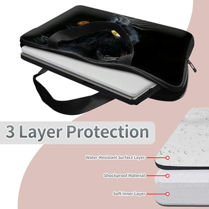 Universal Tablet Laptop Sleeve Case 10 inch, Black Cat with Golden Eyes Slim Carrying Case Durable Handbag Travel Laptop Bag for 7 to 10-inch Laptops/Notebook/Kids Tablet/ipad/eBook Readers - color: Black Cat With Golden Eyes, size: 10 inch
