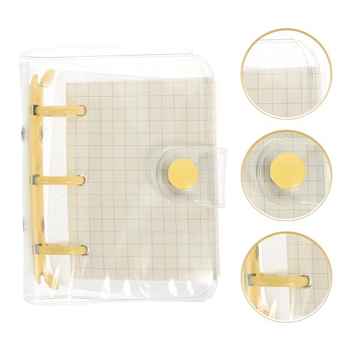 OFFSCH Cover Mini 3-ring Loose-leaf Notebook, Small Portable Binder with Yellow Clips, Multi-function Pocket Notepad for Students and Journaling